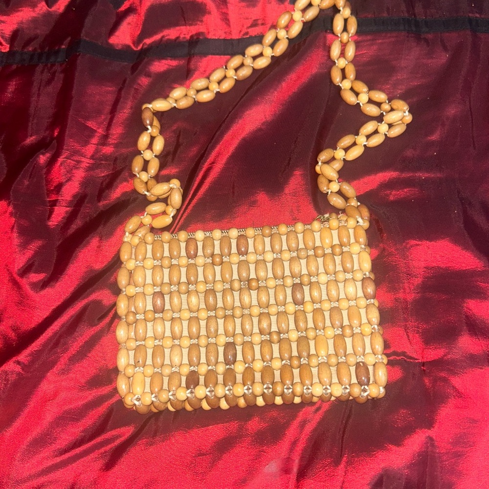 Handcrafted Beaded Tan Shoulder Bag